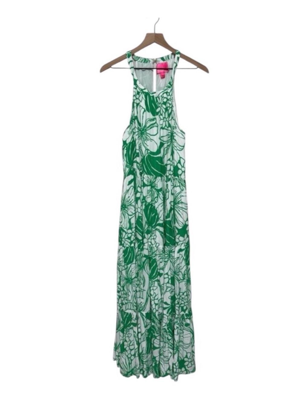 REPOSH Lilly Pulitzer Green Floral Halter Maxi Dress - Beach Ready Summer Style - Picture 3 of 4